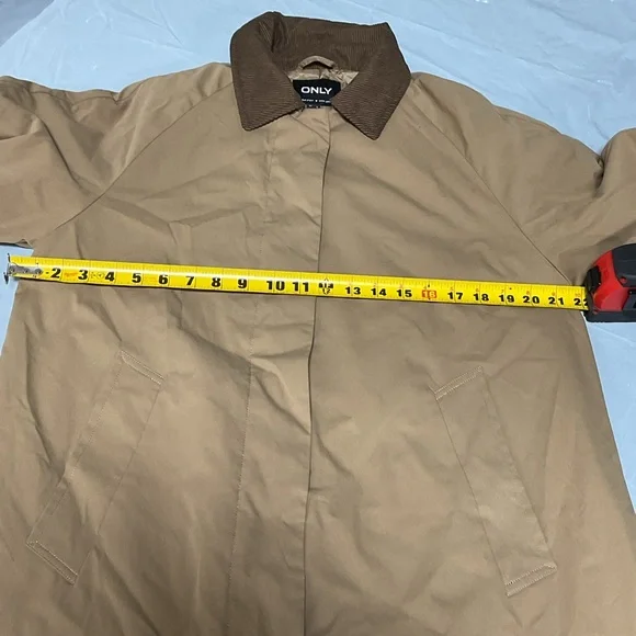 Only Tan Trench Coat with Brown Collar - Picture 10 of 13